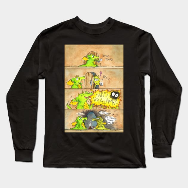 Funny Happy Housewarming Card with Dragons Long Sleeve T-Shirt by nicolejanes